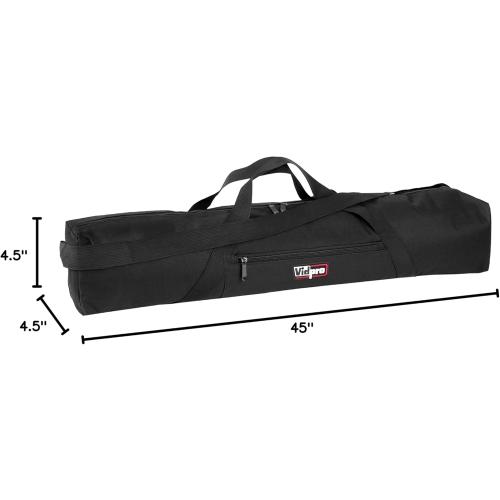 VidPro TC-45 Tripod Carrying Case - Heavy Duty Nylon Bag with Shoulder Straps and Handles - Compact Case with Full Length Zippered Closure Plus External Pocket Fits Tripod with Head up to 45 Inches