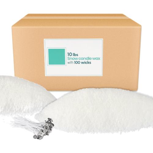 Wfmolcand 10 lb Natural Pearl Wax Sand DIY Set with 100 Wicks, Reusable, Continuous Burning, Unscented Candle Powder, Designed for Handmade Candles, Wedding Celebrations and Party Decorations