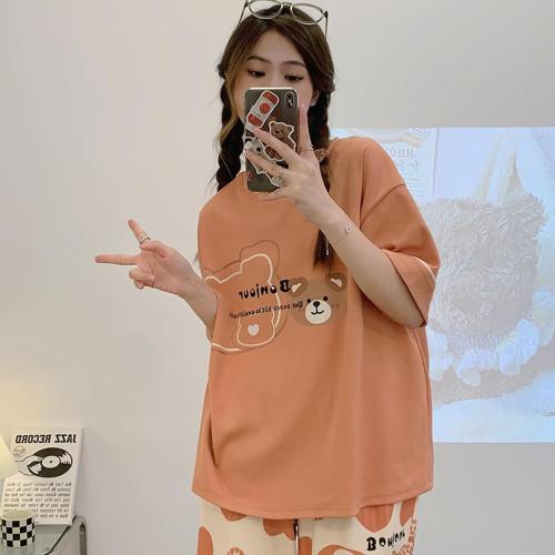 Size XL Kawaii Bear Print Women Pajamas Autumn Ladies Pajama Faux Cotton Korean Cardigan Sleepwear Long Sleeve Loungewear