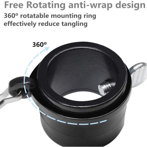Tangle Free Flag Pole Mounting Ring Clip - Rotating Flapole Mounting Rings with Metal Clips 360 Degree Free Rotating Adjustable Fasteners 1 Pair (Black 1.26 Inch)