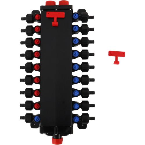 50250 18-Port Pex Manifold Compatible with Viega Manabloc,1/2 Zero Lead Poly Alloy PEX Crimp Manifold for Homerun Water Distribution System, Leak-Proof Valves，Suitable for crimping and PEX crimping.
