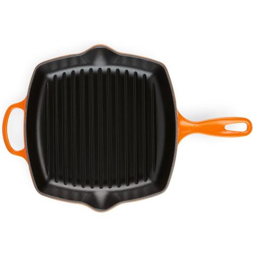 Le Creuset Enameled Cast Iron Signature Square Skillet Grill, 10.25, Flame