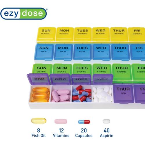 Ezy Dose Weekly 7-Day, 4x/Day Pill Organizer, Rounded Base, Large