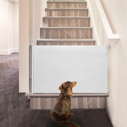 EasyBaby Retractable Baby Gate, 33 Tall, Extends up to 55'' Wide, White/Child Safety Baby Gates, Pet Retractable Gates for Stairs, Doorways, Hallways, Indoor and Outdoor
