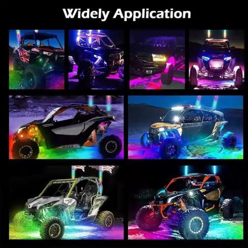 2PCS 3FT Whip Lights with Upgraded Spring Base, Spiral RGB Chasing Led Whip Lights for Side by Side, APP & Remote Control Music Led Whips with Rocker Switch for UTV ATV RZR SXS Can-Am