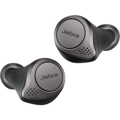 USED (usados) Jabra Elite 75t– True Wireless Earbuds with Charging Case, Titanium Black – Active Noise Cancelling Bluetooth Earbuds with a Comfortable, Secure Fit, Long Battery Life, Great Sound