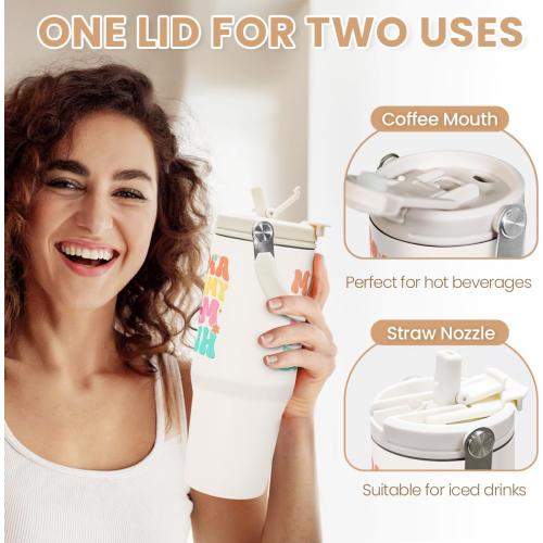 SANDJEST Funny Mom Tumbler 30oz, Mama Bruh Stainless Steel Insulated Coffee Travel Mug with Handle & Flip Straw Lid, Mom Gifts for Christmas Birthday Mothers Day Valentines