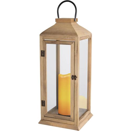 Bdor Large 22.5 Inch Decorative Lanterns with Flameless Pillar Candles, IP65 Waterproof Wooden Lantern for Home Decor, Indoor Outdoor, Front Porch, Garden, Farmhouse, Wedding Use