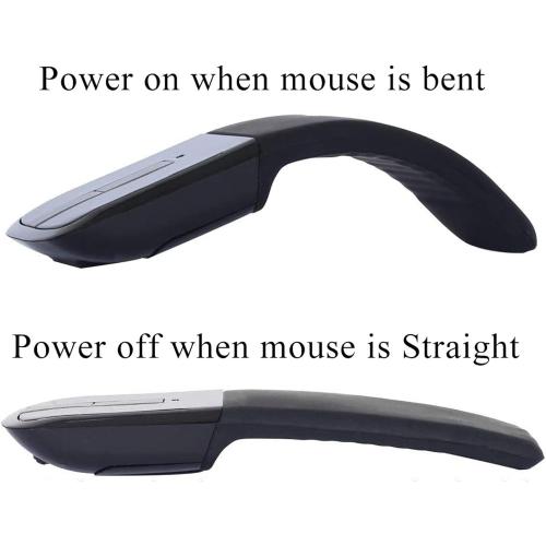 Bluetooth Arc Mouse Foldable Slim and Portable Mini Wireless Computer Travel Mouse Folding Optical Touch Mice for Laptop Tablet - Black