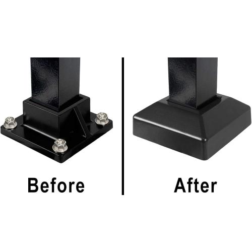 Single Piece Post Cover/Skirt Plate for 2 Floor Flange | Flange Cover | Post Base Cover Skirt |Black (Single Pack)