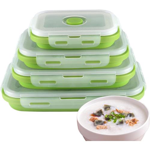 Collapsible Food Storage Containers | Silicone Food Storage Containers with Lids Stacking,8 Pack Travel Containers for Food, Collapsible Bowls with Lids, Foldable Storage Containers for Home Zorq