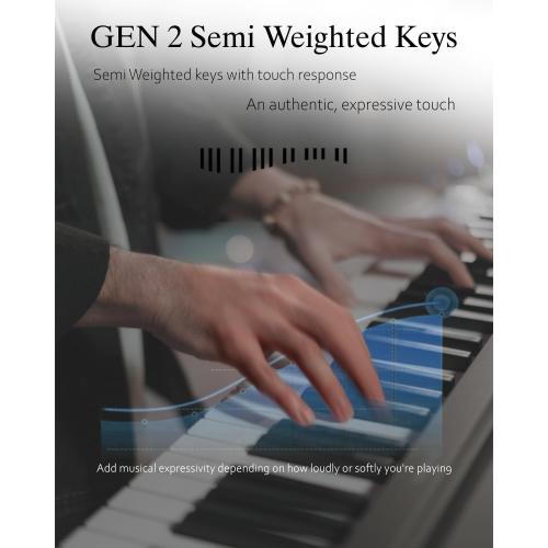 Longeye Piano Keyboard 88 Keys Compact Digital Piano for Beginners with Full Size Semi Weighted Keys, Sustain Pedal, Headphones, Carrying Case (88 Key With Stand, Black)