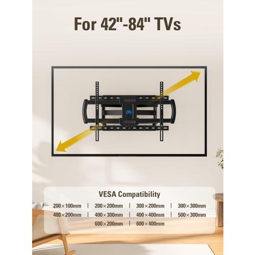 Mounting Dream TV Wall Mount for Most 42-84 Inch TVs, Full Motion TV Mount