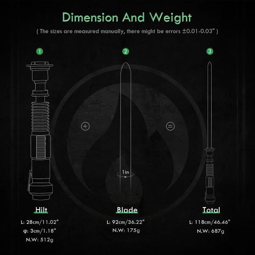 CUSTOM SABER RGBX Smooth Swing, 16 Sound Fonts, Motion Control Color Changing Light Saber by Aluminium Alloy Hilt, Support Real Heavy Dueling Luke V2 Saber