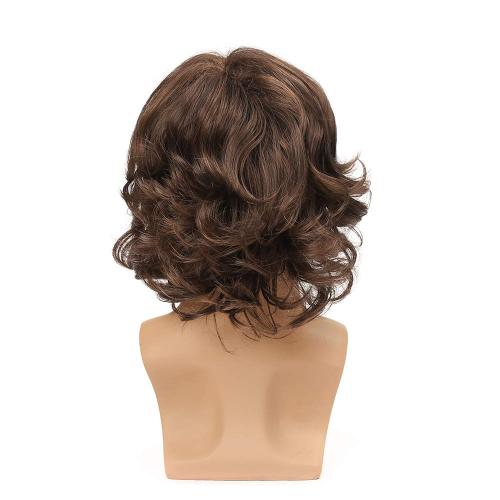 Mens Brown Wig Short Layered Curly Wavy Male Wig Synthetic Hair Wigs Heat Resistant Cosplay Halloween Party with Wig Cap