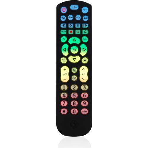 GE Color Select Backlit Buttons Universal Remote Control, Samsung TV Remote Control Replacement, Samsung Remote Control for Smart TV, Roku Remote Replacement, Vizio, LG TV, Sony, 4-Device, Black 44220