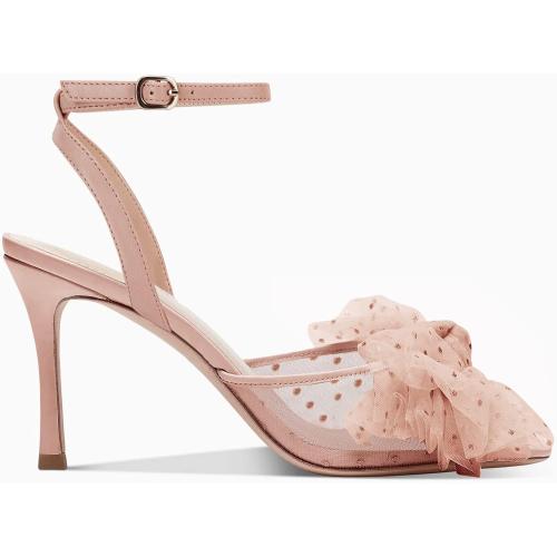 Size 9....Coutgo Womens Bow Tie Heels Sandals Slingback Peep Toe Wedding Heels Mesh High Stiletto Heel Summer Cute Wedding Bridal Shoes