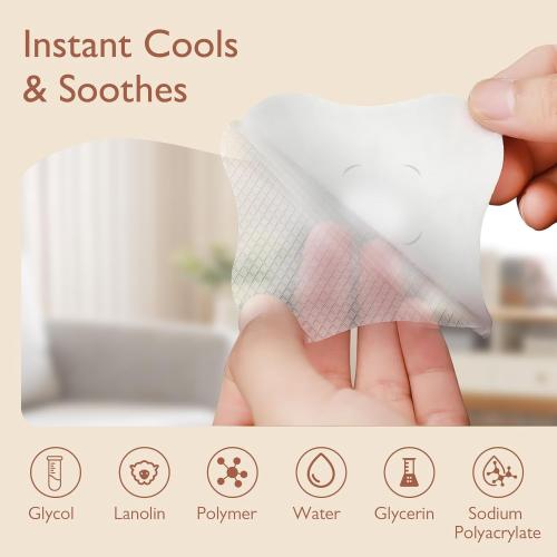 6 Pack Hydrogel Nipple Gel Pads for Breastfeeding: Soothing Nursing Pads Reusable Instant Cooling Relief | Promotes Healing Irritated Nipples - 6 Packs(12 Count)