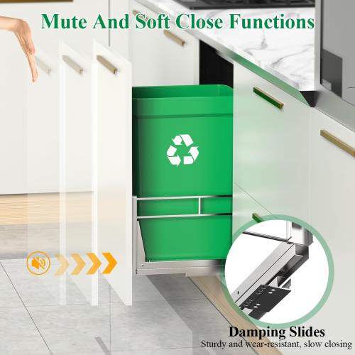 Jumyee Pull Out Trash Can Under Cabinet Trash Drawer Slides, Heavy Duty Under Sink Trash Can Pull Out Kit with Soft-Close Slides for Kitchen, Laundry, Not Included Bin, Require 12 W X 18 D Cabinet