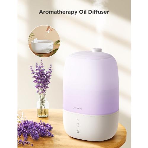 GoveeLife Smart Humidifiers for Bedroom, 3L Top Fill Cool Mist Humidifiers with Essential Oil Diffuser, Humidity Control, WiFi Air Humidifier with Night Light, for Baby, Plants, Home, Work with Alexa