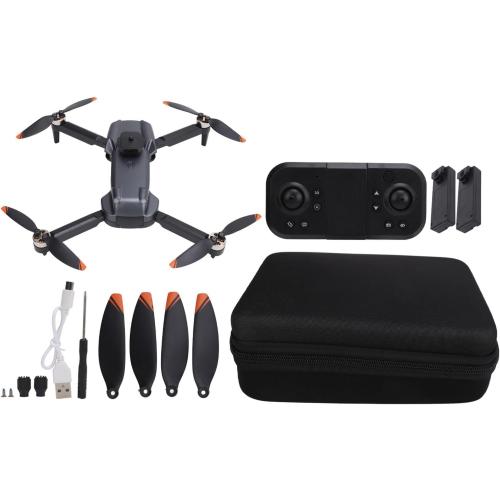 Drfeify Multifunction Foldable Drone with 8K Dual Camera LED Lights, 6 Channel Gyroscope Control, Obstacle Avoidance, Brushless Motor, for Adults Kids Beginners (Dual Battery