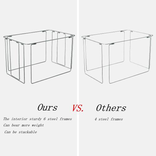 Extra Large Clothes Storage Bins Foldable Metal Frame Storage Box Stackable Linen Fabric Box Organizer Set with Carrying Handles and Clear Window -100L (Gray, 23.6x 16.5x 15.7 Inch)