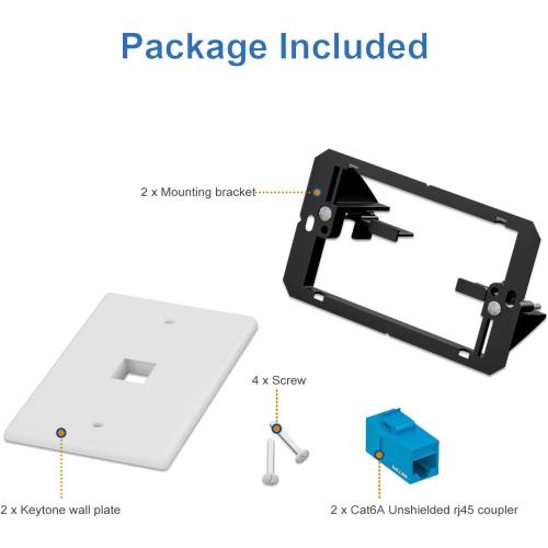 iwillink 2-Pack Cat6A Ethernet Wall Plate, 1-Port RJ45 Wall Plate, Blue