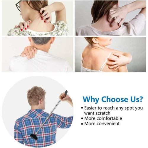 3 Pack Extendable Back Scratcher, Stainless Steel Portable Telescoping Back Scratchers for Adults Men Women, with Rubber Handles