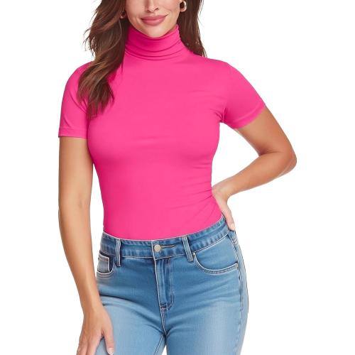 Size M ... Long Sleeve Turtleneck Women Stretch/Short Sleeve Tops Fitted Tee Shirt