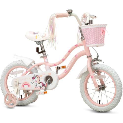 Princess Style Girls Bike with Basket for 2-13 Years Old Kids and Toddlers, 12 14 16 18 Inch Bicycle for Children with Training Wheels and Streamers, 20 Inch with Kickstand, Multiple Colors