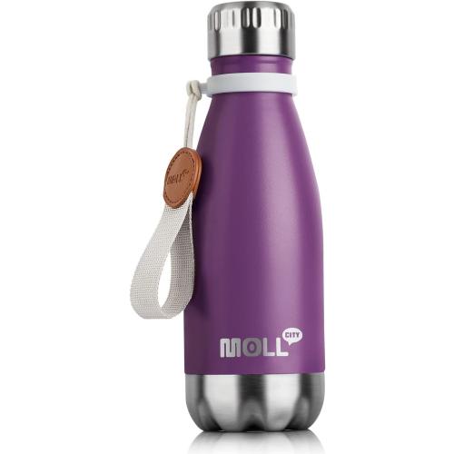 Kids Water Bottle-9 oz Small Water Bottle for School Stainless Steel Vacuum Insulated Leak Proof Cola Shape Mini Water Bottle for Boys Girls(Dark Purple)
