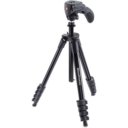 Manfrotto Compact Action Aluminium Tripod with Hybrid Head forEntry-Level DSLRs, Mirrorless up to 1.5kg Black