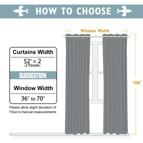 ChrisDowa Blackout Curtains for Bedroom and Living Room 108 Inches Long
