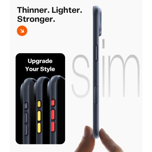 TORRAS Stronger Magnetic for iPhone Air Case, Thin Fit for MagSafe Black | Shockproof Slim Case for iPhone 17 Air with Camera Control & Colorful Buttons, Mil-Grade Drop Tested, Translucent Matte