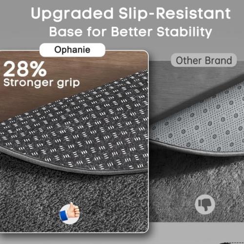 Ophanie Round Rug Large Grey Circle Area Rugs, Fluffy Fuzzy Large Bedroom Carpet 6 foot, Plush Shag Solid indoor Floor Gray Living Room Christmas Circular Aesthetic Decor for Kids Teen Boys Baby,Nursery