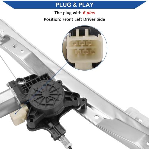 Obaee 748-508 Front Left Driver Side Power Window Regulator and Motor Assembly Compatible with Dodge Grand Caravan 2008-2020/ Chrysler Town & Country 2008-2016/ Ram C/V 2012-2015