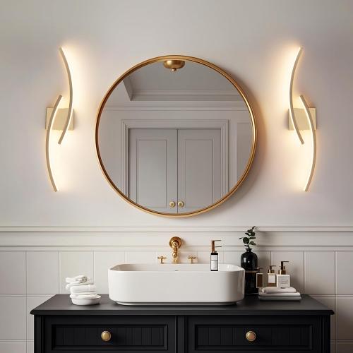 31.5 inch Modern Bathroom Vanity Light Gold Lights Fixtures Dimmable 5CCT Led Bathroom Light Fixture Over Mirror Modern Wall lamp for Cabinet Hallway