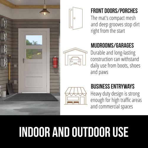GORILLA GRIP Dirt Grabber Door Mat Durable Mesh for Indoor Outdoor Use | Front Door Mat Outside Entrance, 35X23, Heavy Duty Dirt Trapper, High Traffic Mud Scraper, Low Profile Welcome Mat, Dark Gray