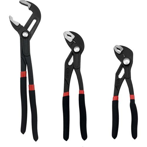 Black and Red 3PCS Groove Joint Pliers Set 7Inch 10Inch 12Inch, Fast Adjustable Channel Locks Plier Set Quick Release Water Pump Pliers Set V-Jaw Tongue for Gripping, Repair, Nuts, Bolts, Pipe