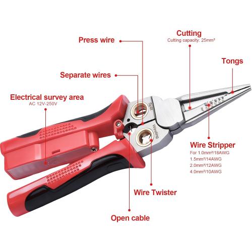 8-in-1 Wire Stripper with Voltage Tester, Electrician Tool for HVAC & DIY