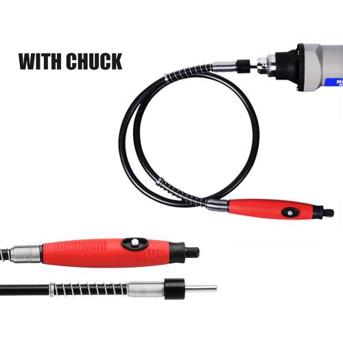 Flex Shaft Adapter Attachment, Flexible Drill Extension Cable Chuck Compatible for Dremel Rotary Grinder Woodworking Tools (Red)