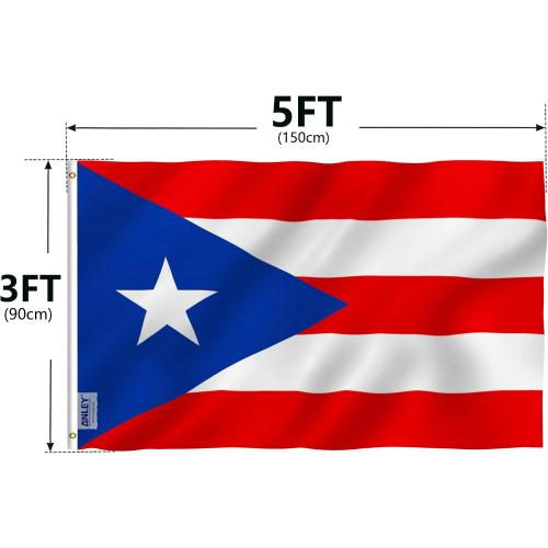 ANLEY Fly Breeze 3x5 Foot Puerto Rico Flag - Vivid Color and Fade proof - Canvas Header and Double Stitched - Puerto Rican National Flags Polyester with Brass Grommets 3 X 5 Ft