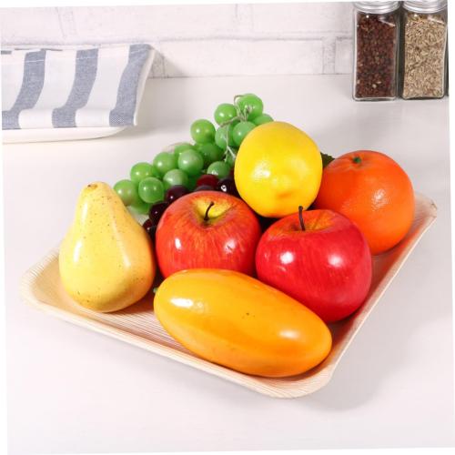 Palm Leaf Disposable Plates 5pcs 8-inch Square Biodegradable Party Wooden Cake Dessert Tableware Supplies for Catering and Events