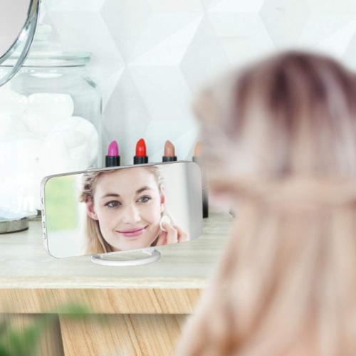Digital Alarm Clock, Mirror LED Desk Clock with Large Display, White