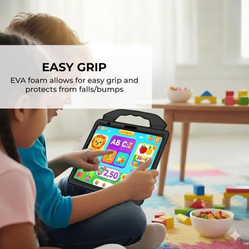 Kids Case for iPad Pro 13 2025 2024/Air 13 M3 M2, iPad Pro 12.9 2018-2022 Cover, AMZER Lightweight Shockproof EVA Foam Handle Stand Anti-Slip Grip Rugged Case, Black