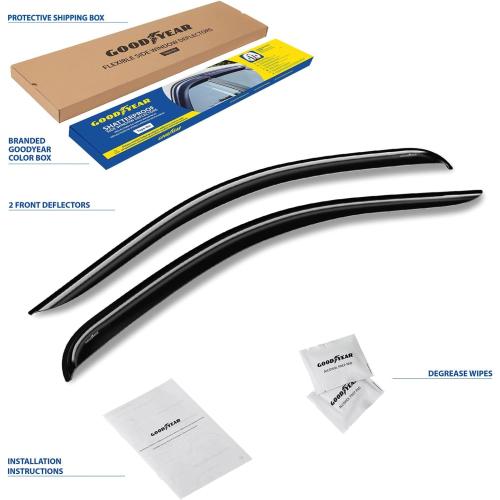 Goodyear Shatterproof Window Deflectors for Chevrolet (Chevy) Silverado/GMC Sierra 2007-2013 Regular Cab, Tape-on Rain Guards, Window Visors, Vent Deflector, Vent Visor,Truck Accessories 2pcs-GY003101