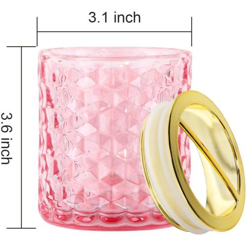 2pcs Pink Toothbrush Holders for Bathrooms, Glass Toothbrush Holder and Bathroom Tumbler Cup Set, Gold Bathroom Tooth Brush Cup Organizer for Brushes,Toothpaste and Razor