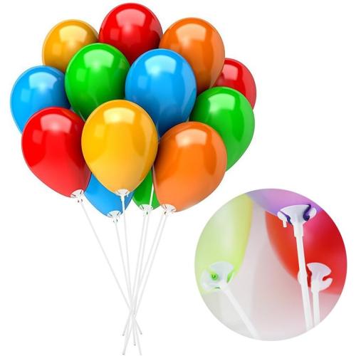 PP OPOUNT Upgraded Version 100 Pieces White Plastic Balloon Sticks Holders and Cups for Christmas Decoration Party and Wedding Decoration