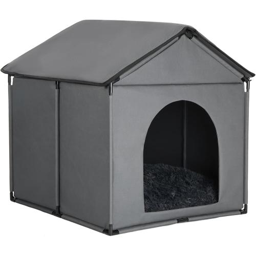 Large Dog House Soft Indoor (Int 30x28x23in/Ext 31x30x31in) w/Soft Cushion | Oxford Fabric, More Stable Frame, Thickened Roof, Ideal for Labrador, Husky, Samoyed, Golden Retriever, German Shepherd