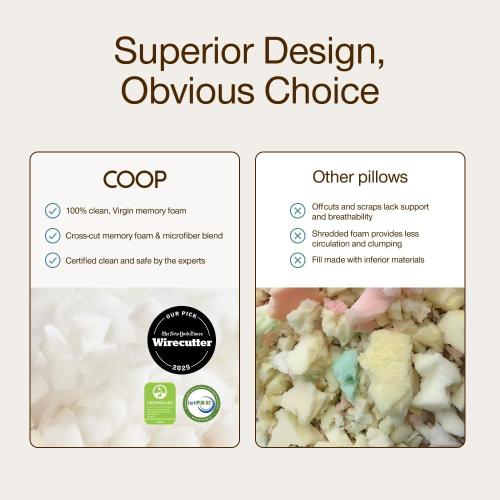 Coop Home Goods Original Crescent Adjustable Pillow, Queen Bed Pillows for Shoulder, Neck & Head Support, Crescent Foam Pillows - Medium Firm for Back & Side Sleeper, CertiPUR-US/GREENGUARD Gold